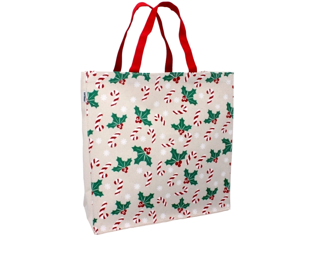 Bomulds-julepose med kristtorn 35 × 35 × 10 cm