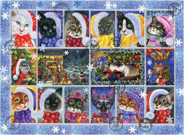 Puzzle ANATOLIAN katte-julefrimærker 1000 brikker