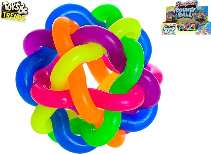 Farverig hoppende bold flet 6,5 cm