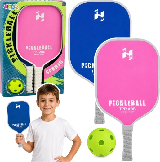 Rosa-blåt pickleball-sæt – 2 bat og perforeret bold