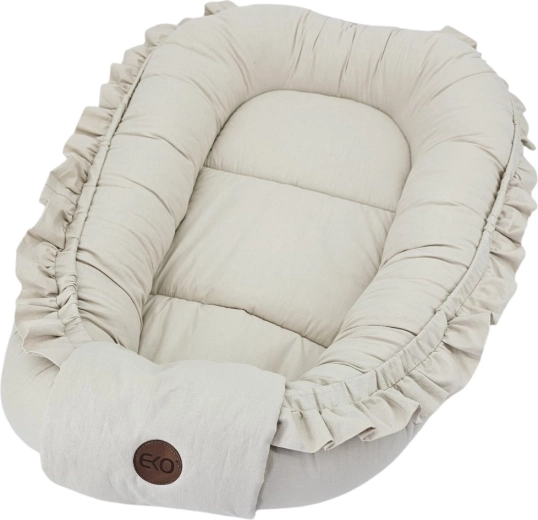EKO bomuldsrede til baby med flæsekant light beige 50 × 85 cm