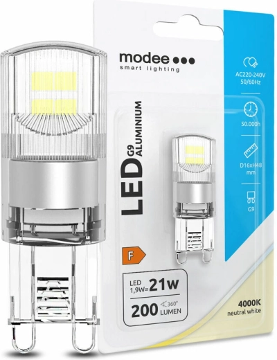 LED pære G9, aluminiums-kapsel, 1,9 W, neutral hvid MODEE