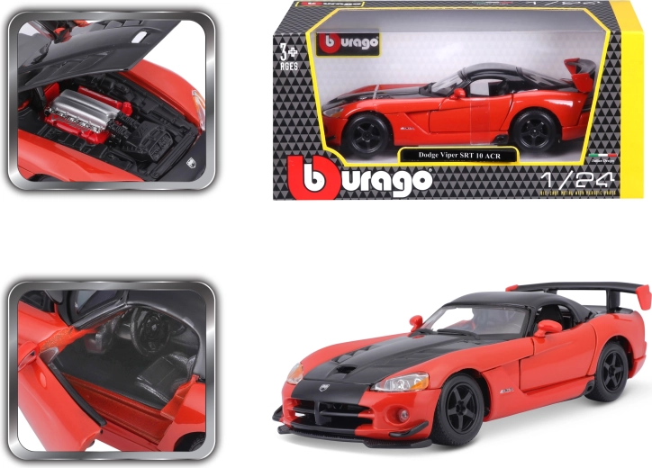 Bburago Dodge Viper SRT 10 ACR rød-sort bilmodel 1:24