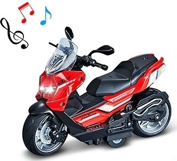 Metalscooter 1:12 med lyd og lys