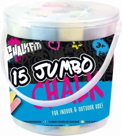 Jumbo kridt i spand, 15 farver