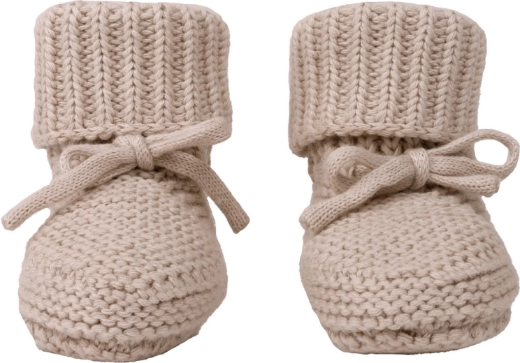 Lodger strikkede babysko birch 0–6 måneder