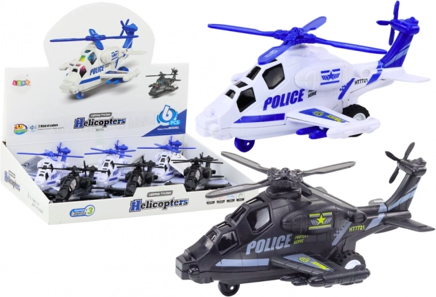 Politihelikopter med friktionsdrev, lys og lyd