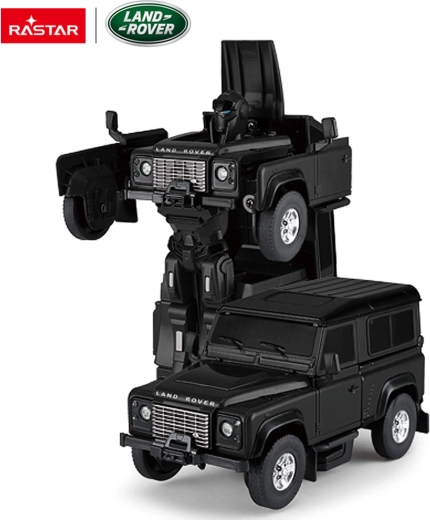 Metalbil og robot 2 i 1 Land Rover Defender Rastar 1:32 sort - 1 stk.