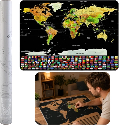 Skrabekort verdenskort – plakat til rejsende 82 × 59 cm