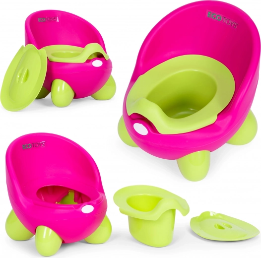 ECOTOYS Børnepotte i pink-grøn med skridsikre fødder