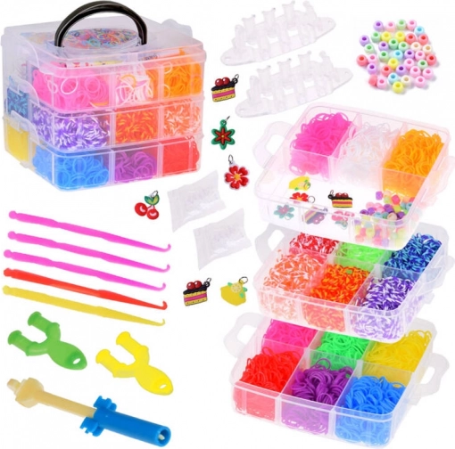 Sæt med magiske elastikker og perler til armbåndsfremstilling 4500 stk.