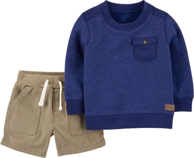 Carter's 2-delt sæt med sweater og shorts til drenge, blå, 6 måneder