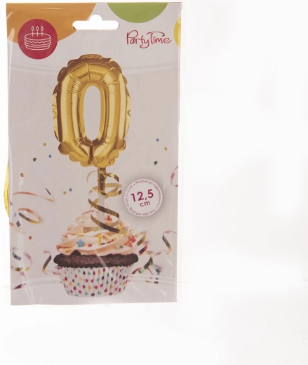 Folieballon tal 0, guld 12,5 cm