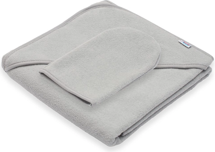 Børne-frottéhåndklæde med hætte New Baby Basic 80 × 80 cm grå