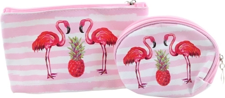 Kosmetikpung med flamingoer – sæt med 2 stk.