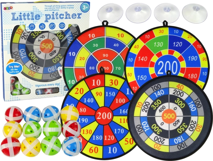 Dartsæt til børn med målskiver 36 cm og bolde med velcro