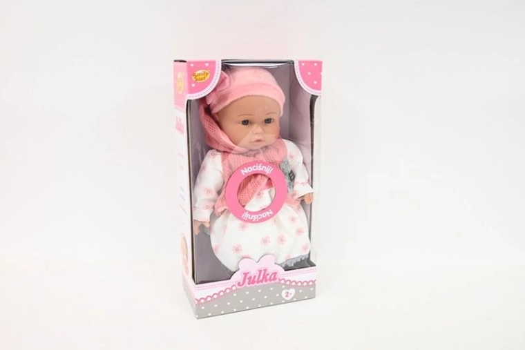 SmilyPlay Dukke Julka baby 32 cm taler tjekkisk og engelsk