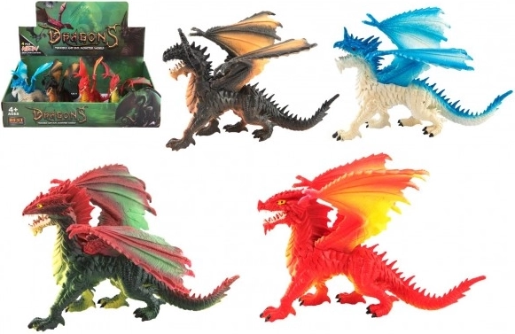 plastfigur af drage 20 cm – 4 typer i boks
