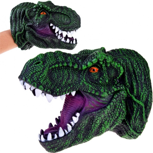 Gummi-hånddukke T‑Rex – realistisk dinosaurhoved 19 cm