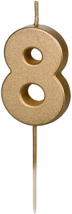Gylden fødselsdagslys tal 8, 4,5 cm