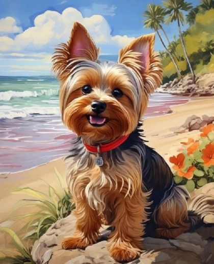 Norimpex Mal efter tal Yorkshire på stranden 40 × 50 cm