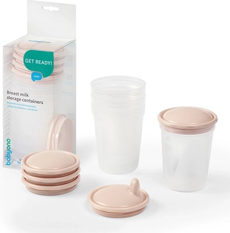 BabyOno beholdere til opbevaring og frysning af mad 200 ml, 4 stk., beige