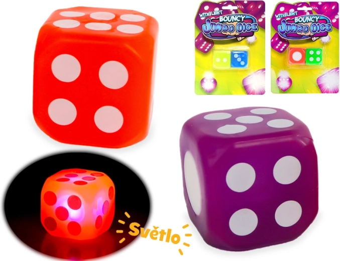 Lysende terninger Jumbo 3,6 cm – sæt med 2 stk.