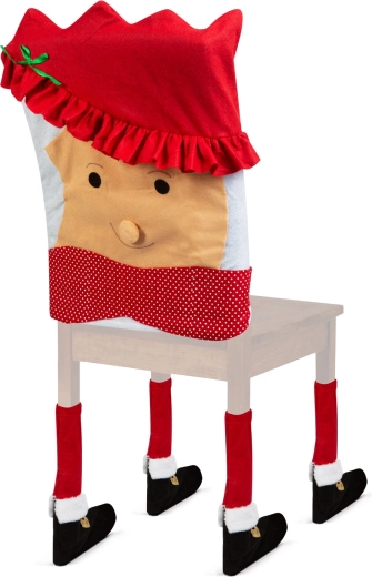 Juledekoration til stol med Sankt Nikolaus' hustru 50 x 55 cm rød/hvid