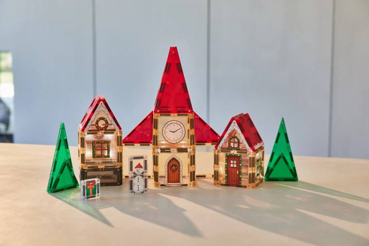 Cleverclixx magnetisk byggesæt adventskalender Julelandsby – 46 dele