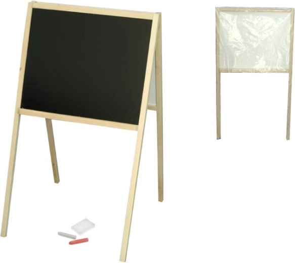 Dobbeltsidet træ-tavle til børn i A-form 82 × 47,5 × 50 cm