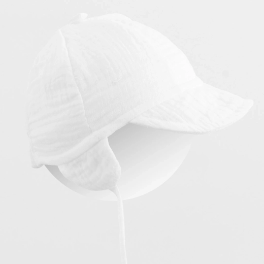 Sommermuslin-kasket med skygge New Baby, hvid, til børn