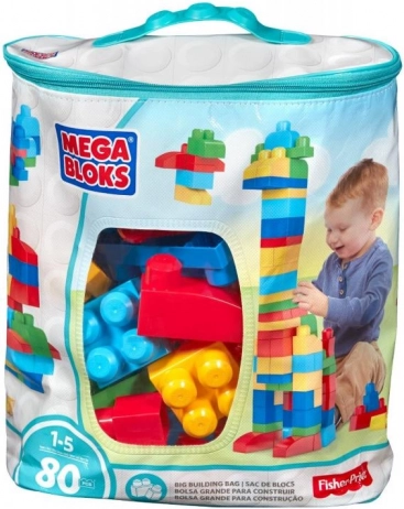 Mega Bloks stor pose med klodser – blå (80 stk)