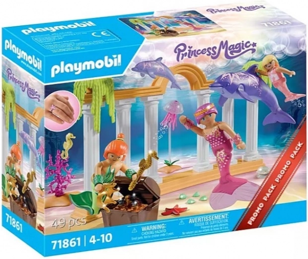 Sæt med havfruefigurer med skat og delfin