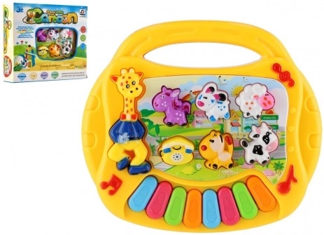 Pianko dyr plastik 17 cm Eng. talende på batterier med lyd, lys i æske 19x16,5x5 cm