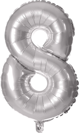 Foliebalon tallet 8 sølv 30 cm TORO