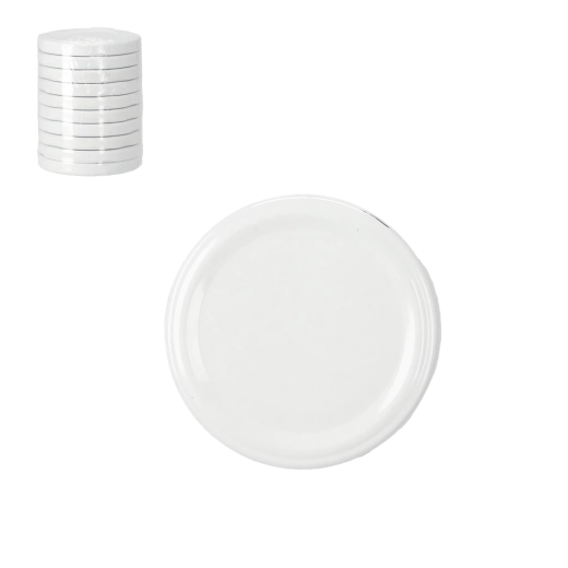 Sæt med hvide metal­låg til henkogningsglas 66 mm (10 stk)
