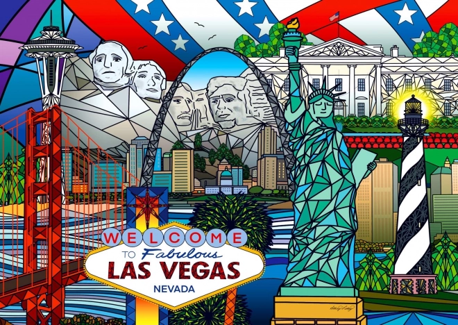 ENJOY puslespil collage af amerikanske seværdigheder – 1000 brikker