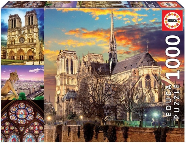 Puslespil Notre Dame kollage 1000 brikker