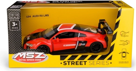 Samlermodel Audi R8 LMS i målestoksforholdet 1:24, rød