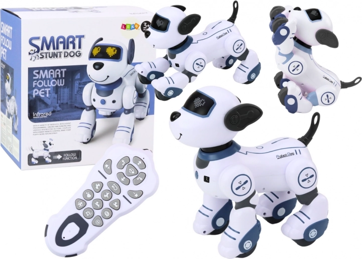 Fjernstyret interaktiv robot Hund danser og udfører kommandoer Blå