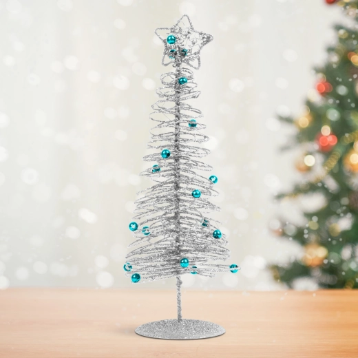 Glitrende metaljuletræ rødt 28 cm