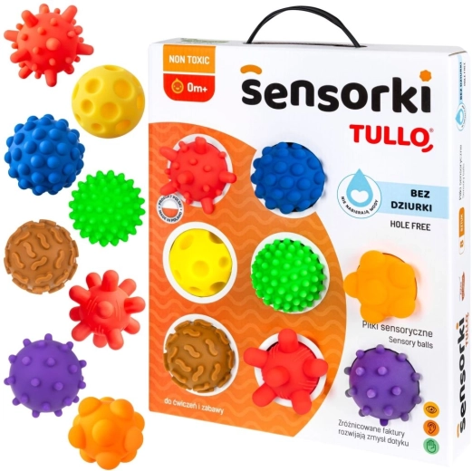 Sensoriske bolde TULLO – sæt med 8 stk. uden huller