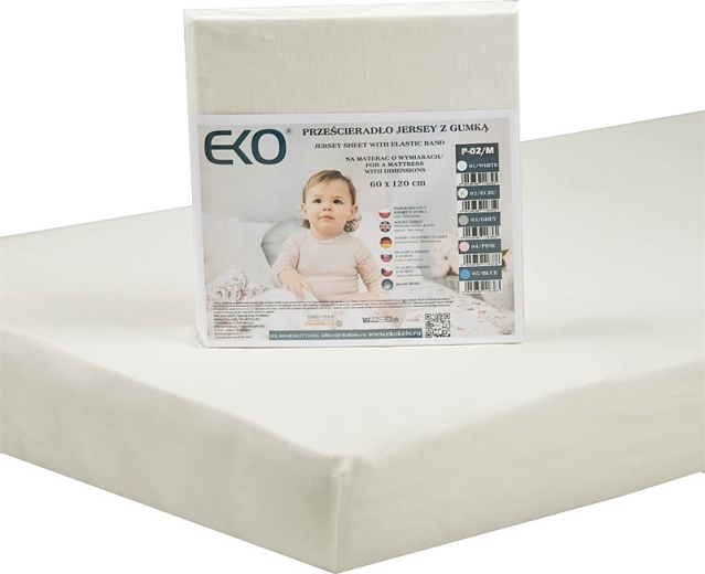 EKO strækjerseylagen med elastik beige 120 × 60 cm
