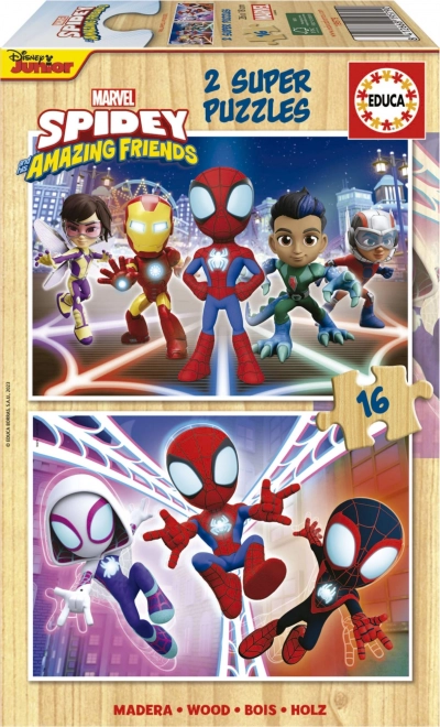 Educa træpuslespil Spidey og hans fantastiske venner 2x16 brikker