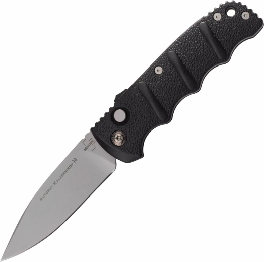 Böker Plus AKS-74 automatisk lommekniv D2, 8,5 cm, sort aluminium med clip