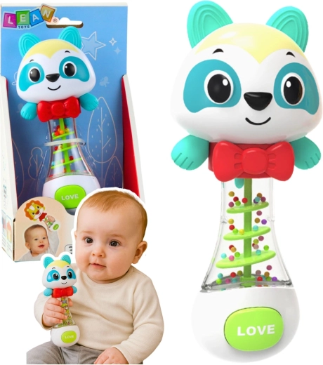 Rangle til baby – bamse med farvede kugler 17 cm
