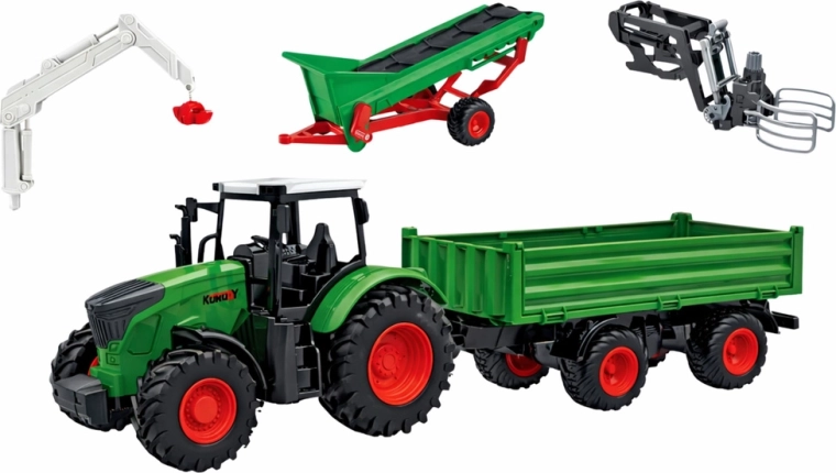 Traktor med trailer og funktionel transportør