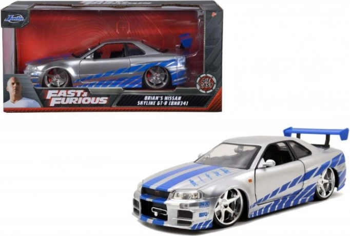 Metalmodelbil 2002 Nissan Skyline GT‑R R34 1:24 Fast & Furious