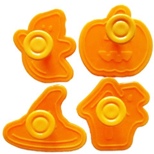Kageudstempler til Halloween, sæt med 4 stk., plast, orange