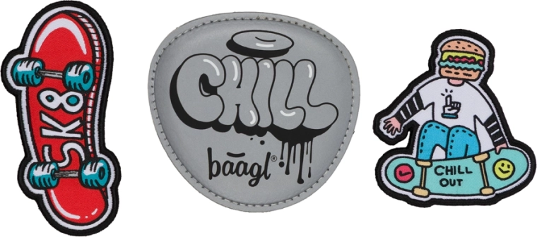 Udskiftelige badges BAAGL Baaglies – sæt med 3 stk Chill Skate